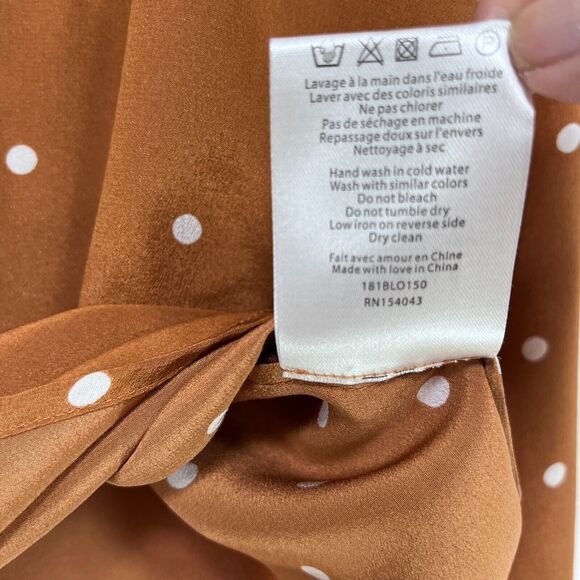 Sezane Blouse Women 42/US 10 Anya Orchard 100% Silk Polka Dot Wrap Tie Romantic - Picture 9 of 13